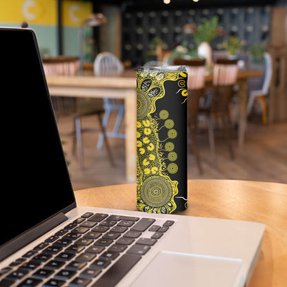 Sarcoma Support Rare Cancer Strength Personalised Skinny Tumbler Aboriginal Ribbon Dot Painting