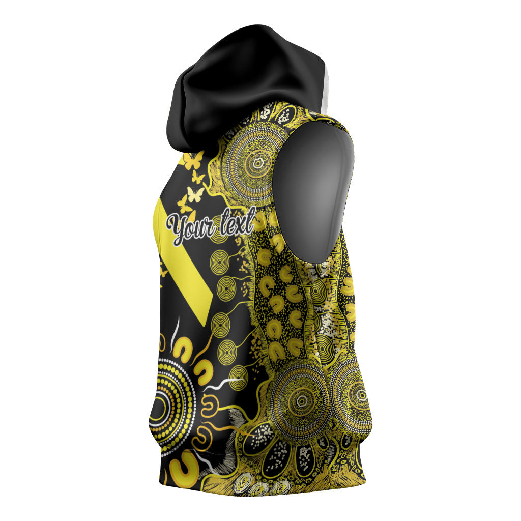 Sarcoma Support Rare Cancer Strength Personalised Sleeveless Hoodie Aboriginal Ribbon Dot Painting