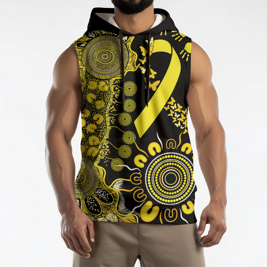 Sarcoma Support Rare Cancer Strength Personalised Sleeveless Hoodie Aboriginal Ribbon Dot Painting