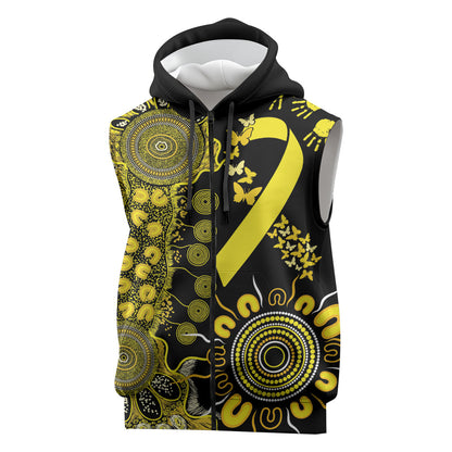Sarcoma Support Rare Cancer Strength Personalised Sleeveless Zip Hoodie Aboriginal Ribbon Dot Painting