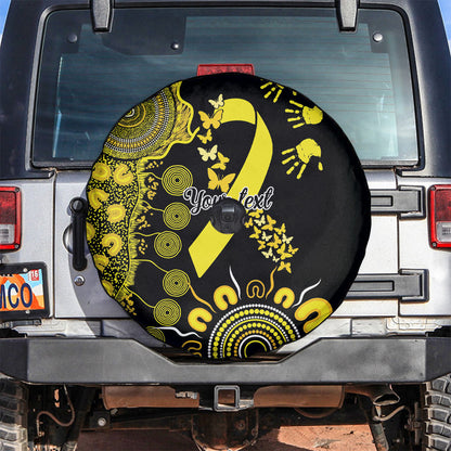 Sarcoma Support Rare Cancer Strength Personalised Spare Tire Cover Aboriginal Ribbon Dot Painting