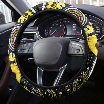 Sarcoma Support Rare Cancer Strength Steering Wheel Cover Aboriginal Ribbon Dot Painting