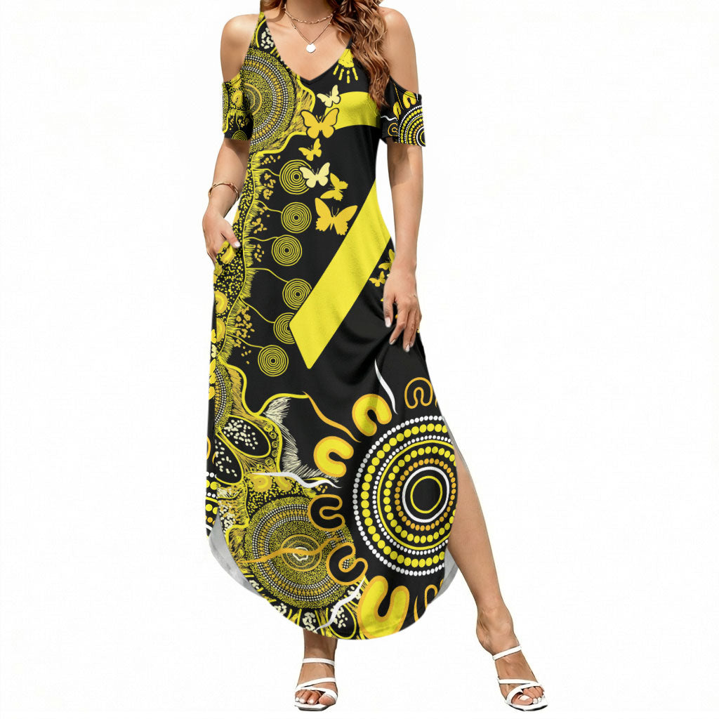 Sarcoma Support Rare Cancer Strength Personalised Summer Maxi Dress Aboriginal Ribbon Dot Painting