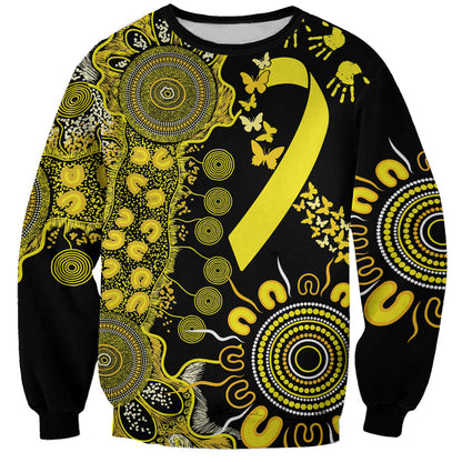 Sarcoma Support Rare Cancer Strength Personalised Sweatshirt Aboriginal Ribbon Dot Painting