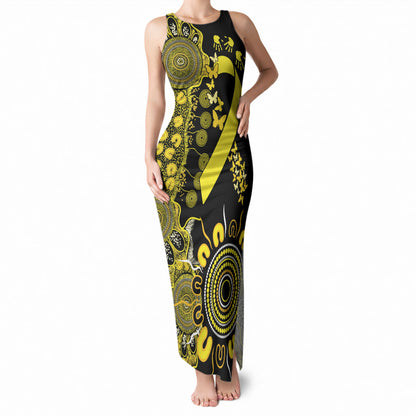 Sarcoma Support Rare Cancer Strength Personalised Tank Maxi Dress Aboriginal Ribbon Dot Painting