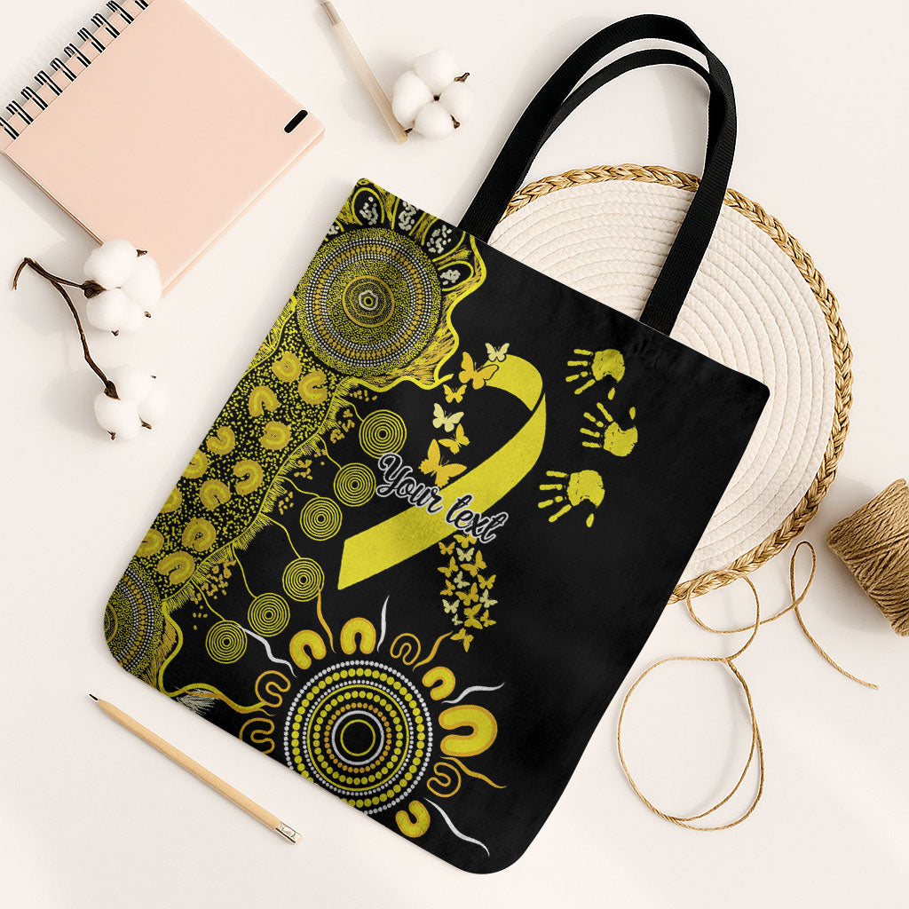 Sarcoma Support Rare Cancer Strength Personalised Tote Bag Aboriginal Ribbon Dot Painting