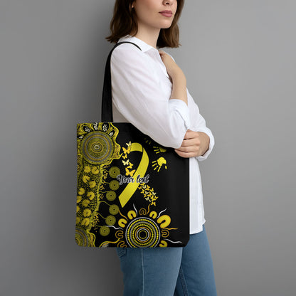 Sarcoma Support Rare Cancer Strength Personalised Tote Bag Aboriginal Ribbon Dot Painting
