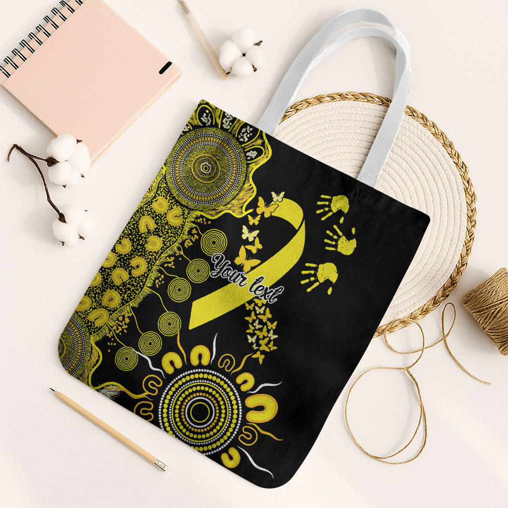 Sarcoma Support Rare Cancer Strength Personalised Tote Bag Aboriginal Ribbon Dot Painting