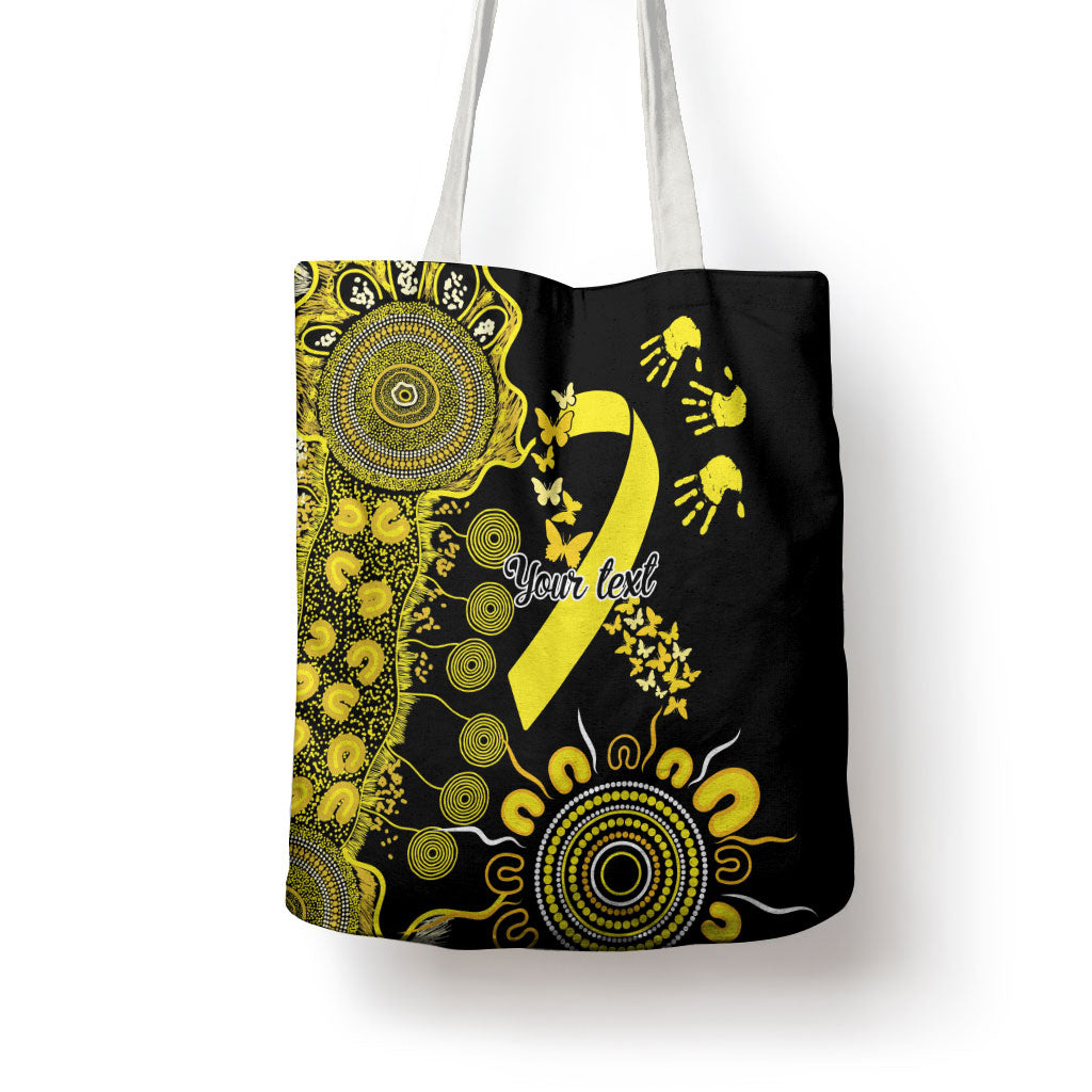 Sarcoma Support Rare Cancer Strength Personalised Tote Bag Aboriginal Ribbon Dot Painting