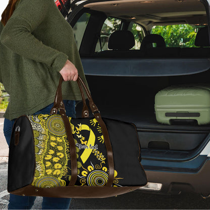 Sarcoma Support Rare Cancer Strength Personalised Travel Bag Aboriginal Ribbon Dot Painting