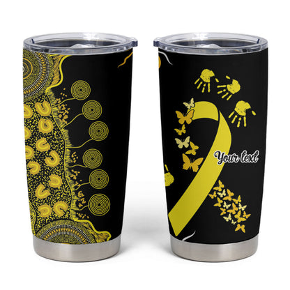 Sarcoma Support Rare Cancer Strength Personalised Tumbler Cup Aboriginal Ribbon Dot Painting