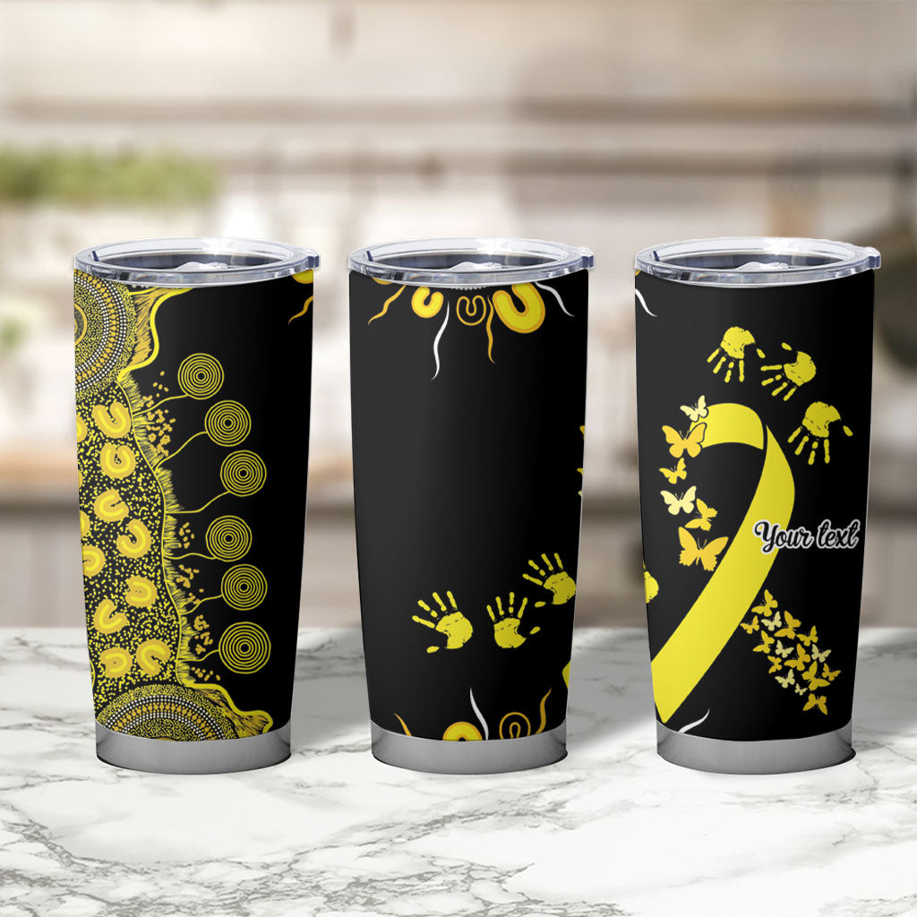 Sarcoma Support Rare Cancer Strength Personalised Tumbler Cup Aboriginal Ribbon Dot Painting