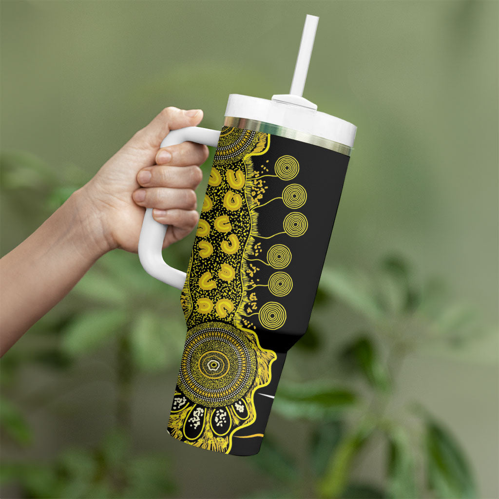 Sarcoma Support Rare Cancer Strength Personalised Tumbler With Handle Aboriginal Ribbon Dot Painting