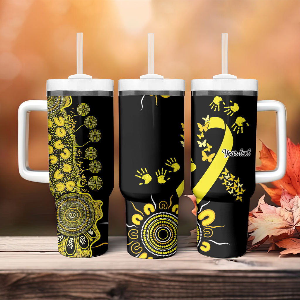 Sarcoma Support Rare Cancer Strength Personalised Tumbler With Handle Aboriginal Ribbon Dot Painting