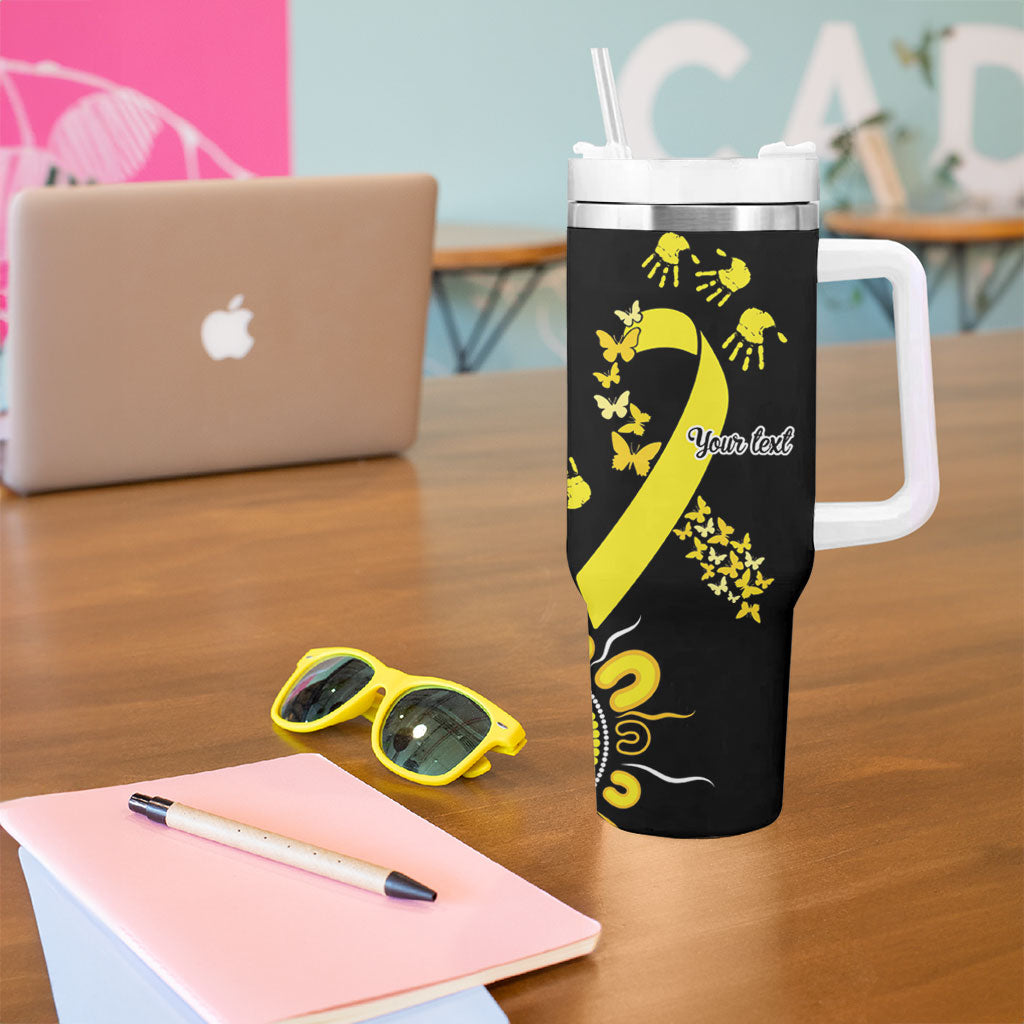 Sarcoma Support Rare Cancer Strength Personalised Tumbler With Handle Aboriginal Ribbon Dot Painting