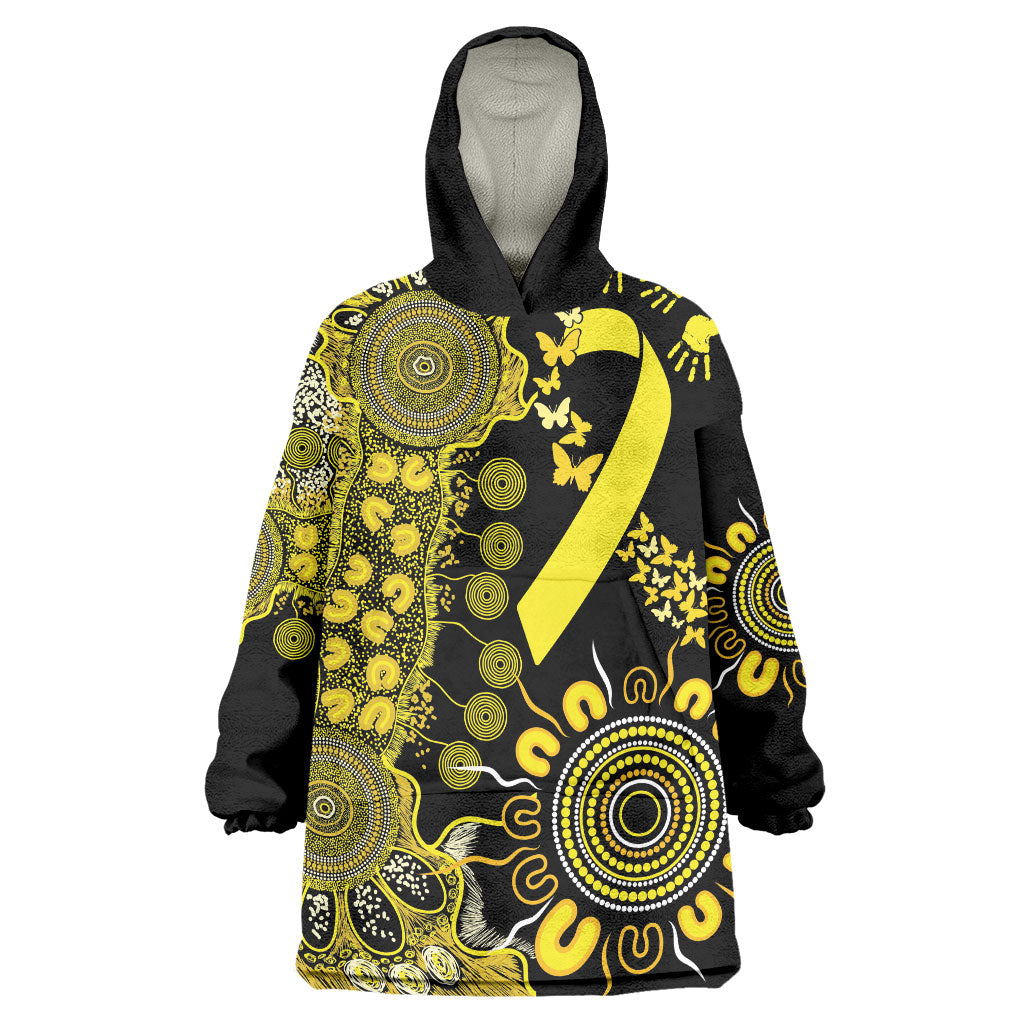 Sarcoma Support Rare Cancer Strength Personalised Wearable Blanket Hoodie Aboriginal Ribbon Dot Painting