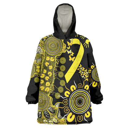 Sarcoma Support Rare Cancer Strength Personalised Wearable Blanket Hoodie Aboriginal Ribbon Dot Painting