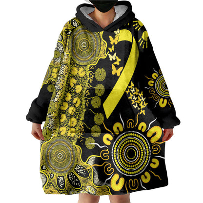 Sarcoma Support Rare Cancer Strength Personalised Wearable Blanket Hoodie Aboriginal Ribbon Dot Painting