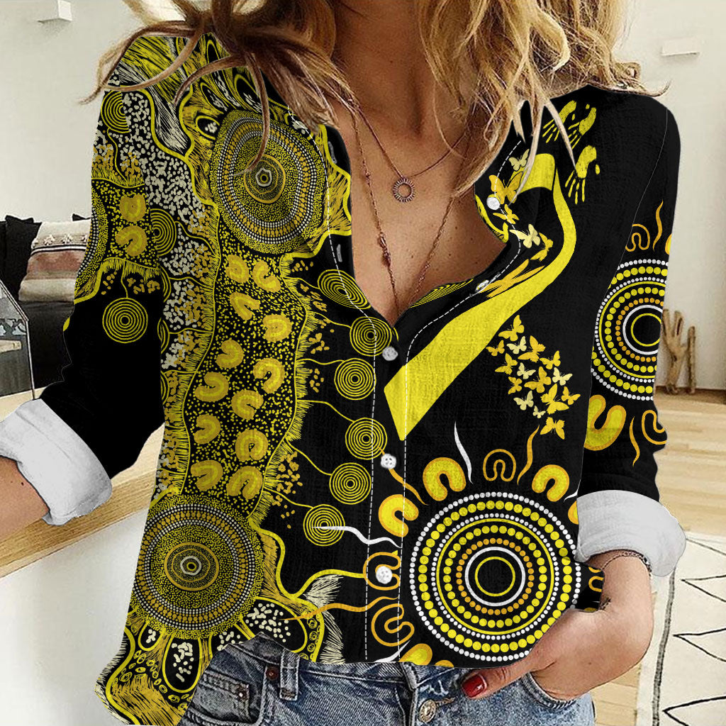 Sarcoma Support Rare Cancer Strength Personalised Women Casual Shirt Aboriginal Ribbon Dot Painting