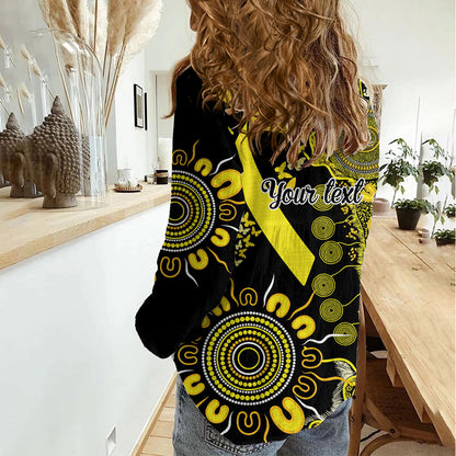 Sarcoma Support Rare Cancer Strength Personalised Women Casual Shirt Aboriginal Ribbon Dot Painting