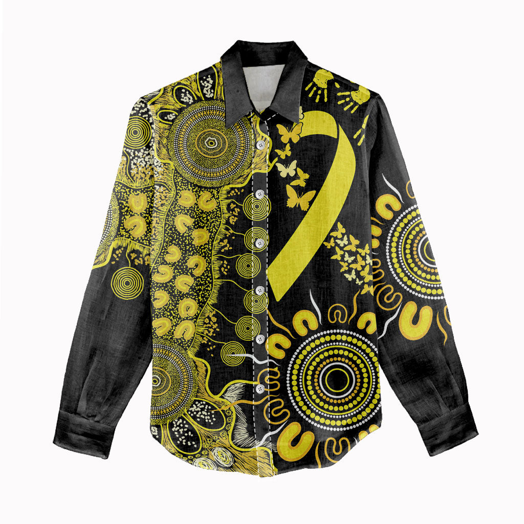 Sarcoma Support Rare Cancer Strength Personalised Women Casual Shirt Aboriginal Ribbon Dot Painting