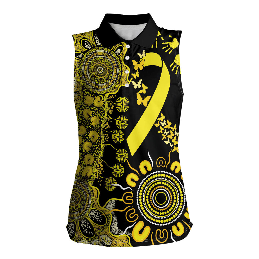 Sarcoma Support Rare Cancer Strength Personalised Women Sleeveless Polo Shirt Aboriginal Ribbon Dot Painting