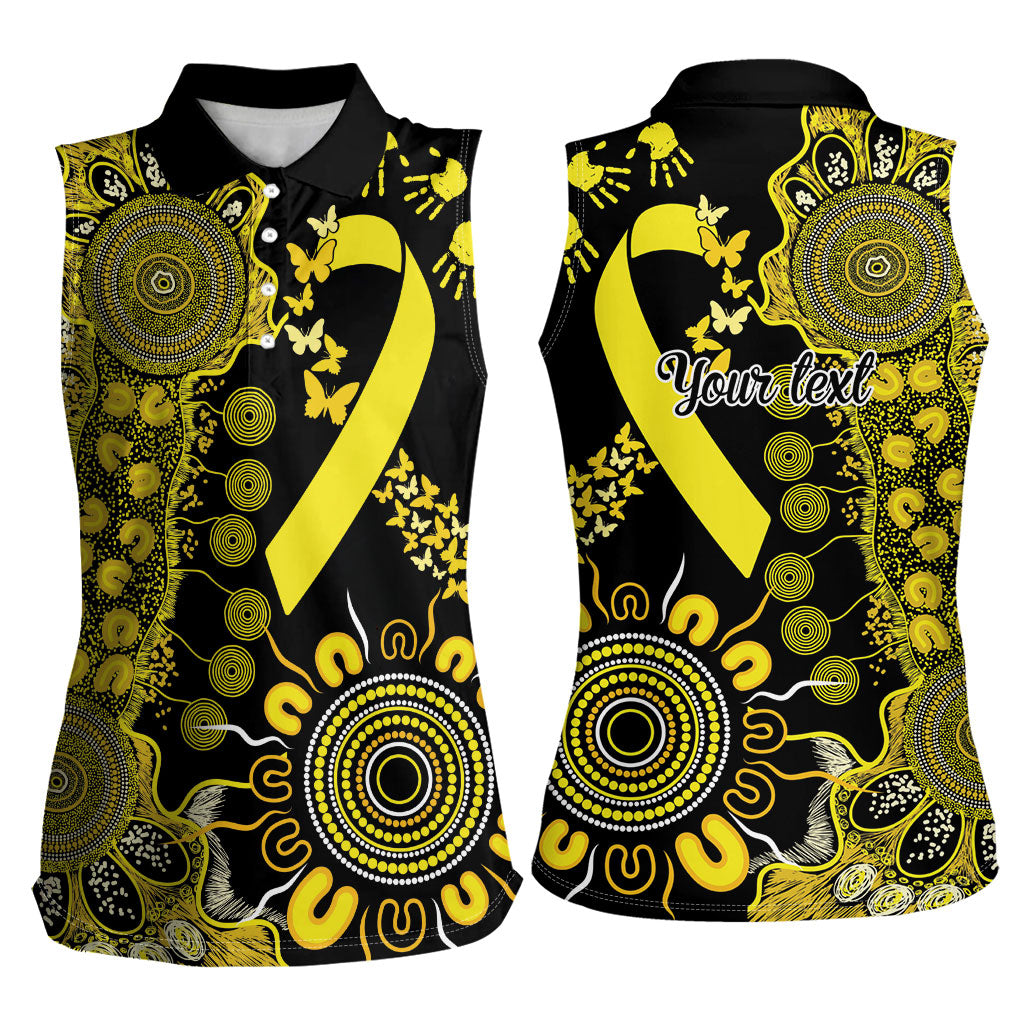 Sarcoma Support Rare Cancer Strength Personalised Women Sleeveless Polo Shirt Aboriginal Ribbon Dot Painting