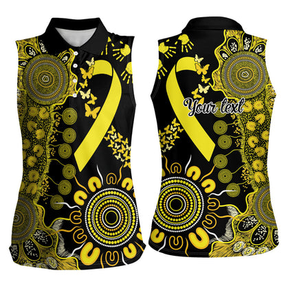 Sarcoma Support Rare Cancer Strength Personalised Women Sleeveless Polo Shirt Aboriginal Ribbon Dot Painting