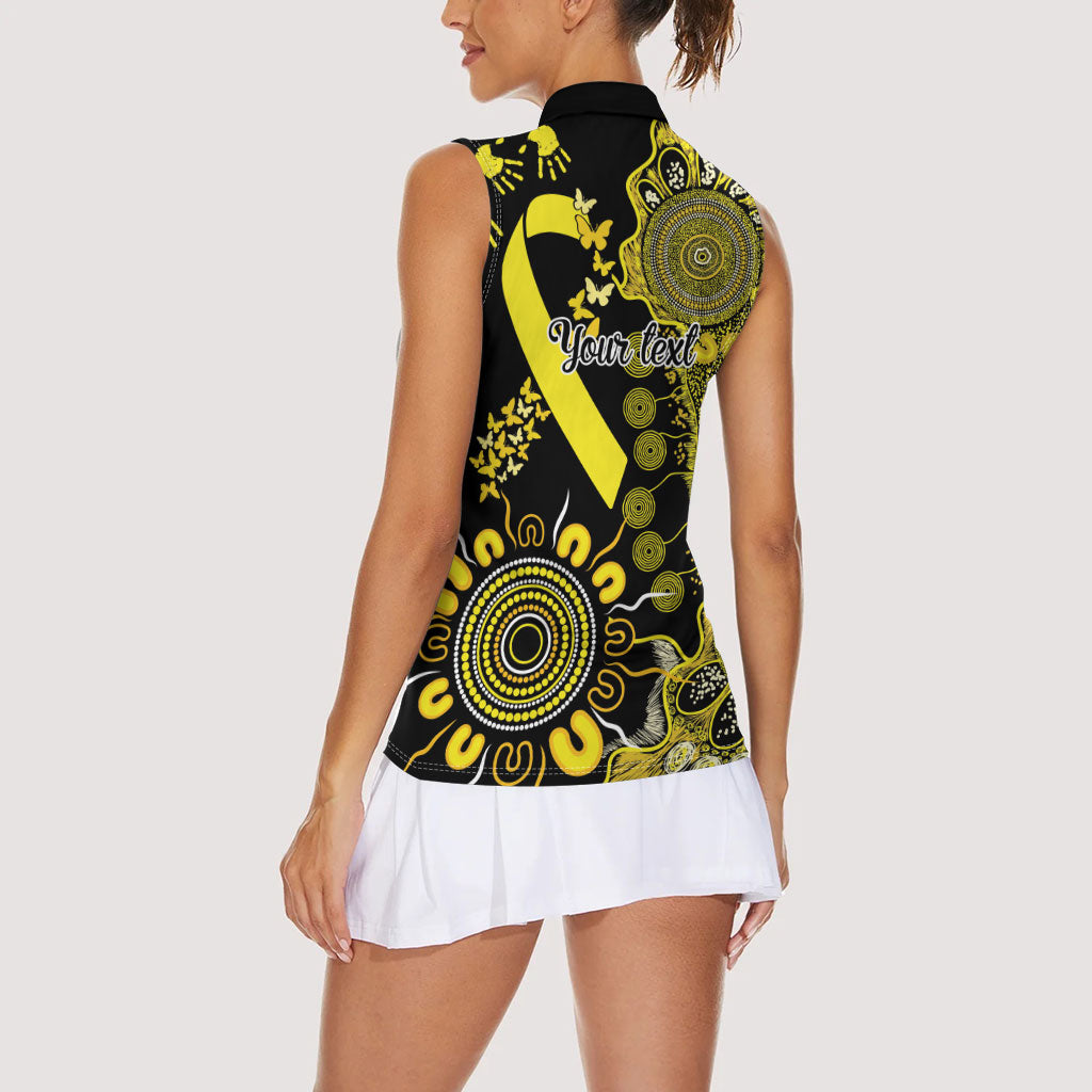Sarcoma Support Rare Cancer Strength Personalised Women Sleeveless Polo Shirt Aboriginal Ribbon Dot Painting