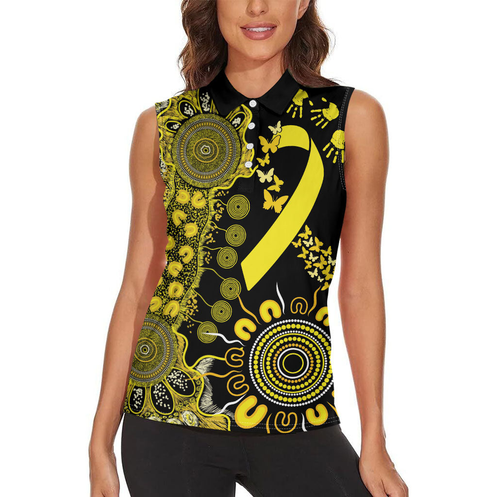 Sarcoma Support Rare Cancer Strength Personalised Women Sleeveless Polo Shirt Aboriginal Ribbon Dot Painting