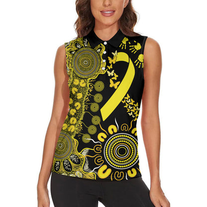 Sarcoma Support Rare Cancer Strength Personalised Women Sleeveless Polo Shirt Aboriginal Ribbon Dot Painting