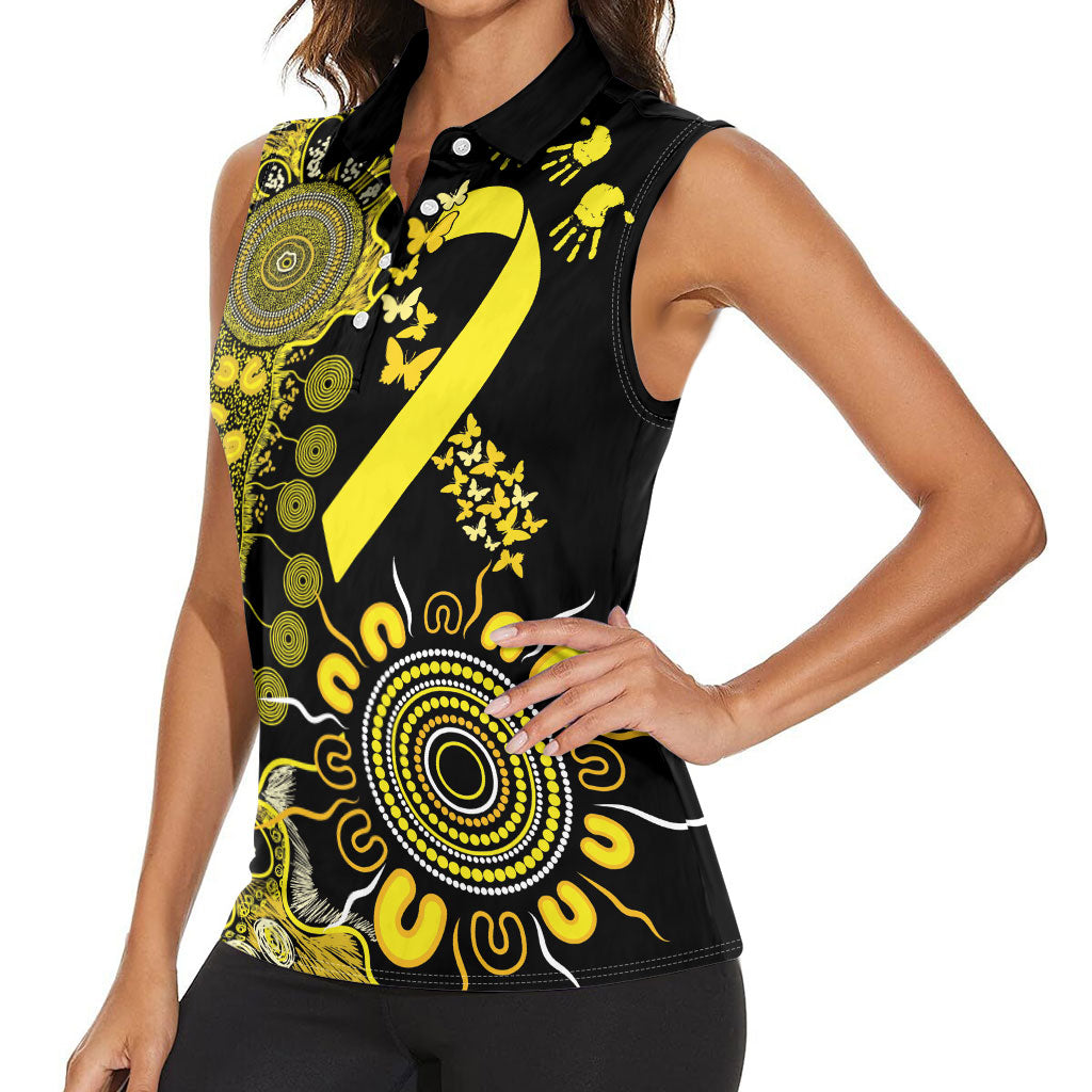 Sarcoma Support Rare Cancer Strength Personalised Women Sleeveless Polo Shirt Aboriginal Ribbon Dot Painting