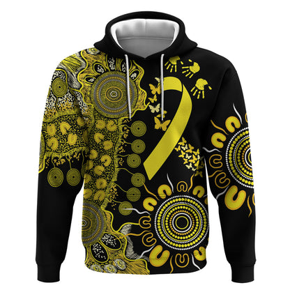 Sarcoma Support Rare Cancer Strength Personalised Zip Hoodie Aboriginal Ribbon Dot Painting