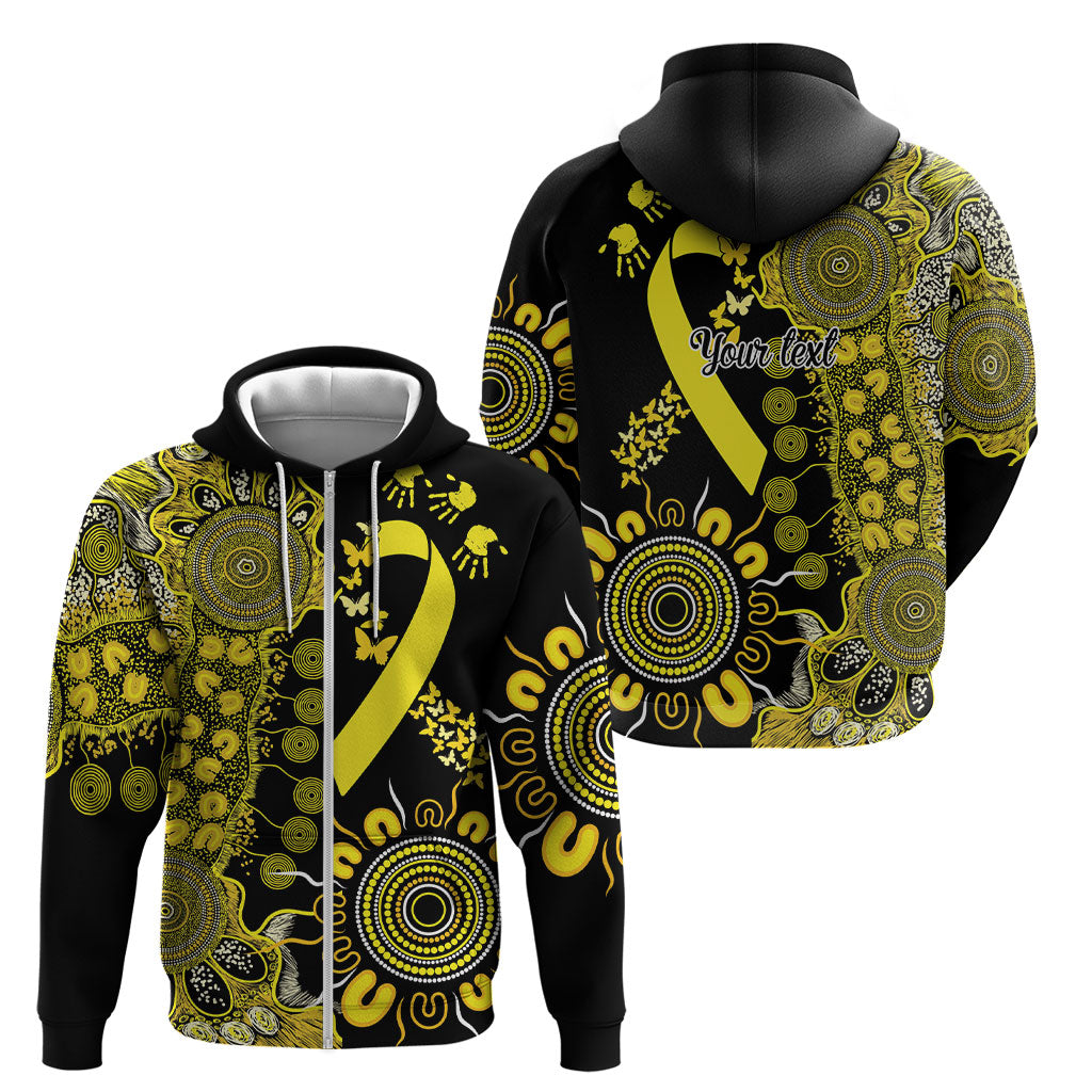Sarcoma Support Rare Cancer Strength Personalised Zip Hoodie Aboriginal Ribbon Dot Painting