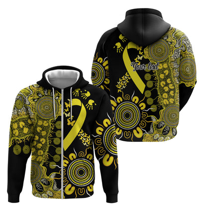 Sarcoma Support Rare Cancer Strength Personalised Zip Hoodie Aboriginal Ribbon Dot Painting