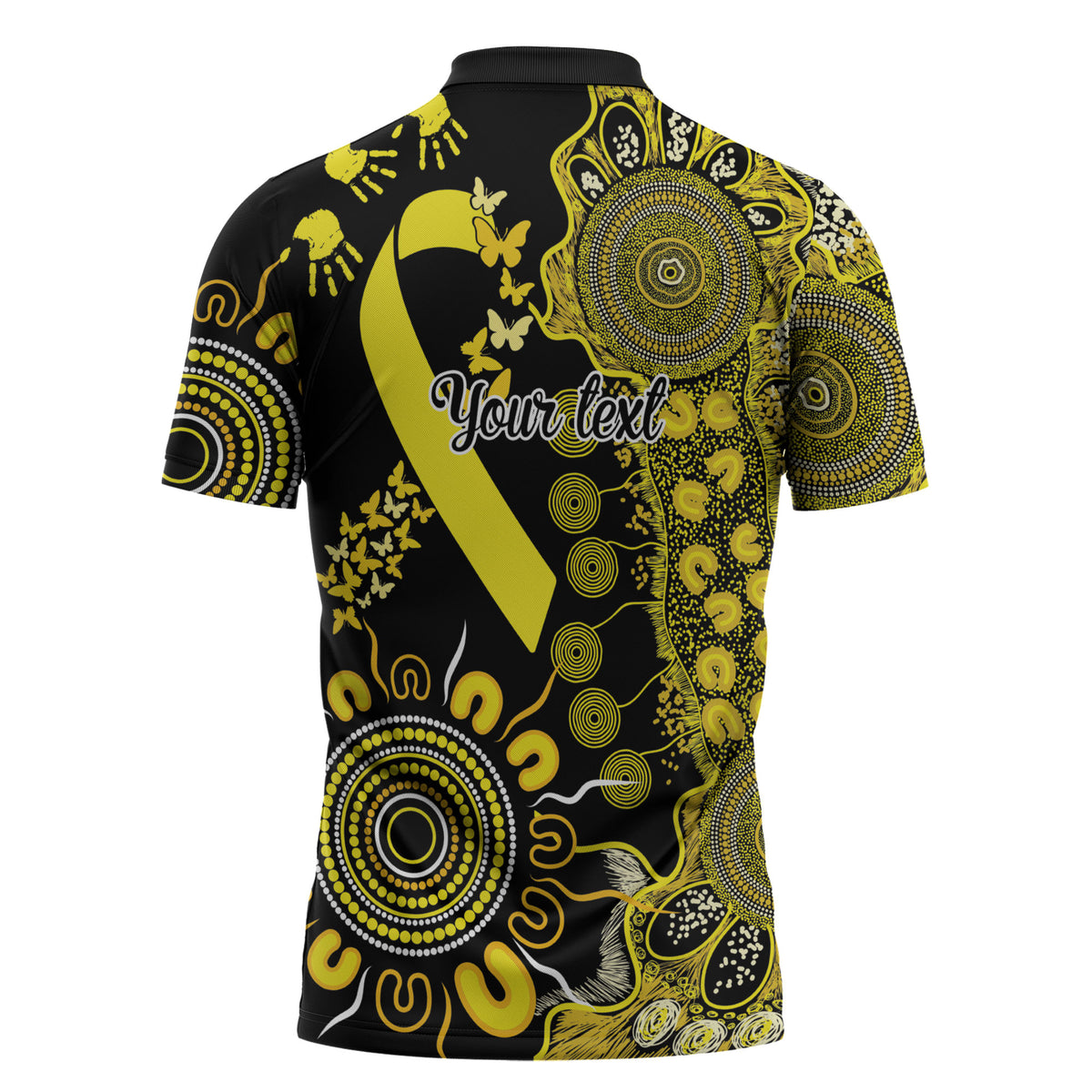 Sarcoma Support Rare Cancer Strength Personalised Zipper Polo Shirt Aboriginal Ribbon Dot Painting