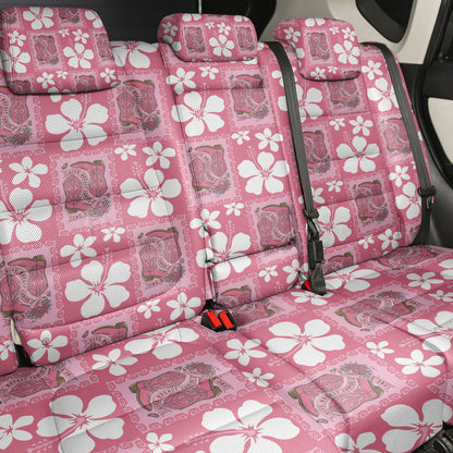 Give Cancer The Boot Pink Cowgirl Back Car Seat Cover Western Aloha Hibiscus Paniolo Heritage Floral