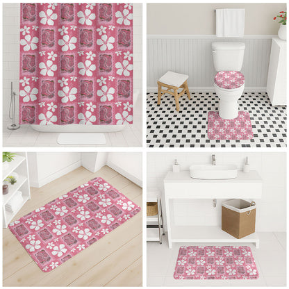 Give Cancer The Boot Pink Cowgirl Bathroom Set Western Aloha Hibiscus Paniolo Heritage Floral