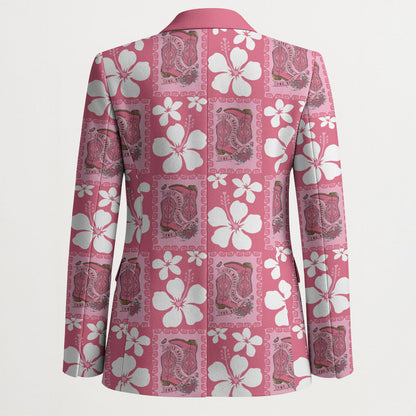Give Cancer The Boot Pink Cowgirl Blazer Western Aloha Hibiscus Paniolo Heritage Floral