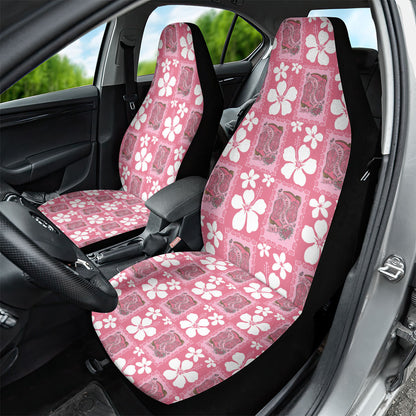 Give Cancer The Boot Pink Cowgirl Car Seat Cover Western Aloha Hibiscus Paniolo Heritage Floral
