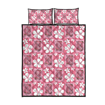 Give Cancer The Boot Pink Cowgirl Quilt Bed Set Western Aloha Hibiscus Paniolo Heritage Floral