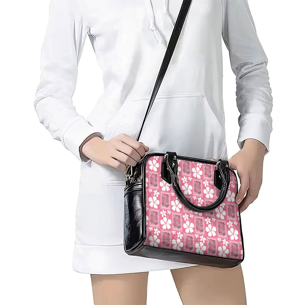 Give Cancer The Boot Pink Cowgirl Shoulder Handbag Western Aloha Hibiscus Paniolo Heritage Floral
