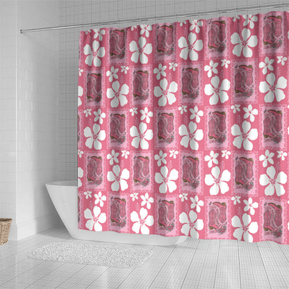 Give Cancer The Boot Pink Cowgirl Shower Curtain Western Aloha Hibiscus Paniolo Heritage Floral