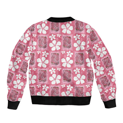 Give Cancer The Boot Pink Cowgirl Sleeve Zip Bomber Jacket Western Aloha Hibiscus Paniolo Heritage Floral