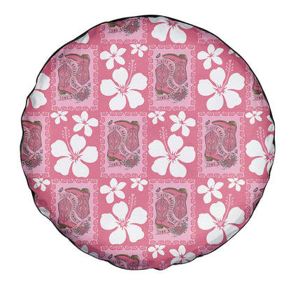 Give Cancer The Boot Pink Cowgirl Spare Tire Cover Western Aloha Hibiscus Paniolo Heritage Floral