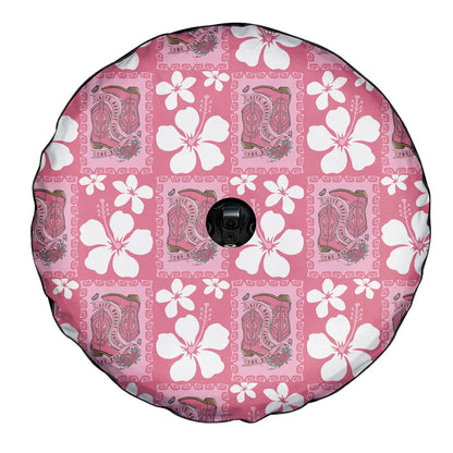 Give Cancer The Boot Pink Cowgirl Spare Tire Cover Western Aloha Hibiscus Paniolo Heritage Floral