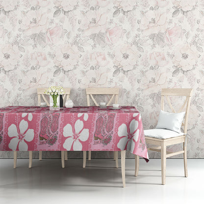 Give Cancer The Boot Pink Cowgirl Tablecloth Western Aloha Hibiscus Paniolo Heritage Floral