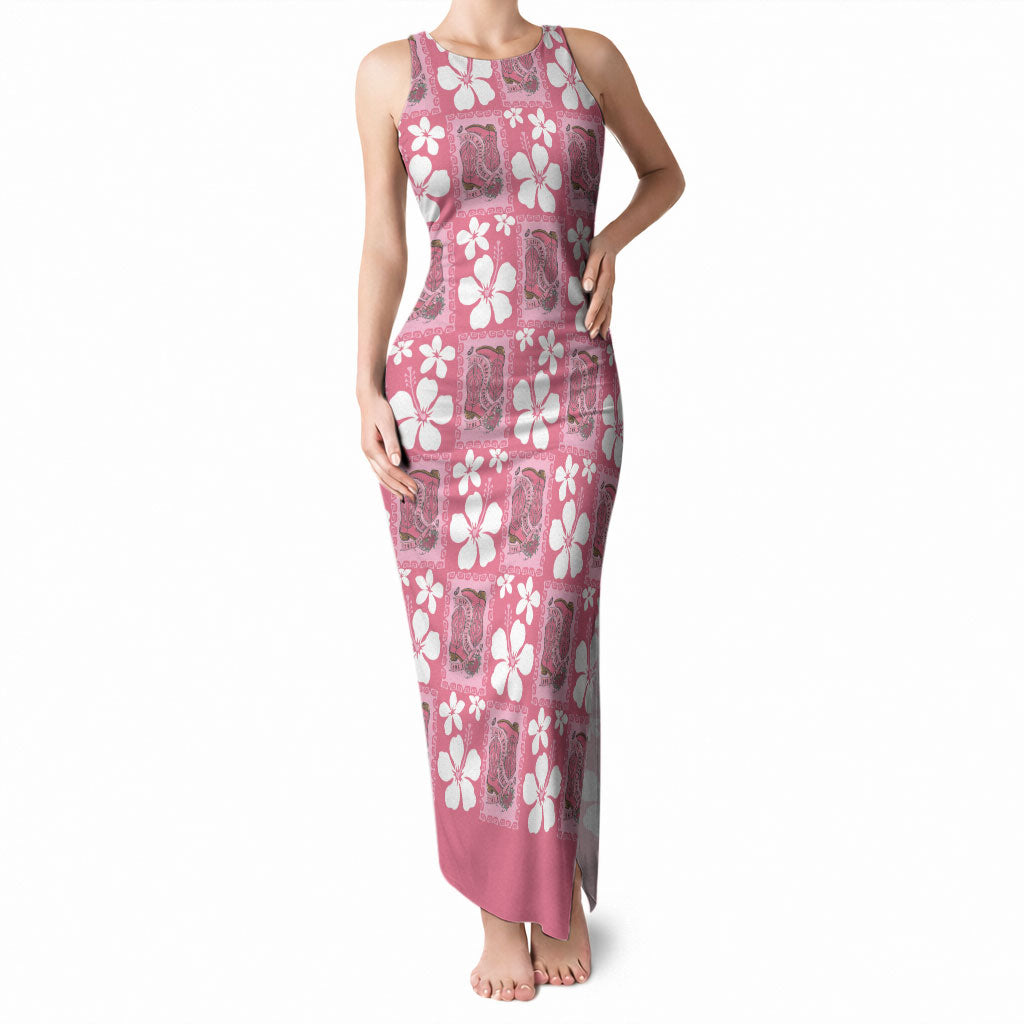 Give Cancer The Boot Pink Cowgirl Tank Maxi Dress Western Aloha Hibiscus Paniolo Heritage Floral