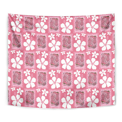 Give Cancer The Boot Pink Cowgirl Tapestry Western Aloha Hibiscus Paniolo Heritage Floral