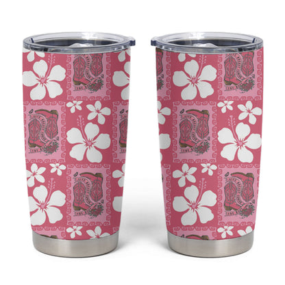 Give Cancer The Boot Pink Cowgirl Tumbler Cup Western Aloha Hibiscus Paniolo Heritage Floral